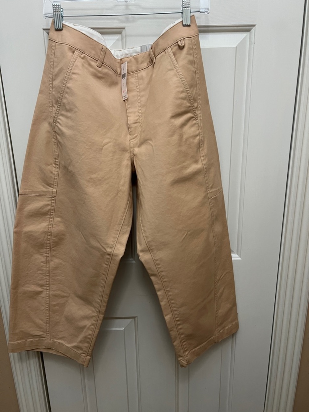 Maeve Cropped Wide-Leg Pants in Beige